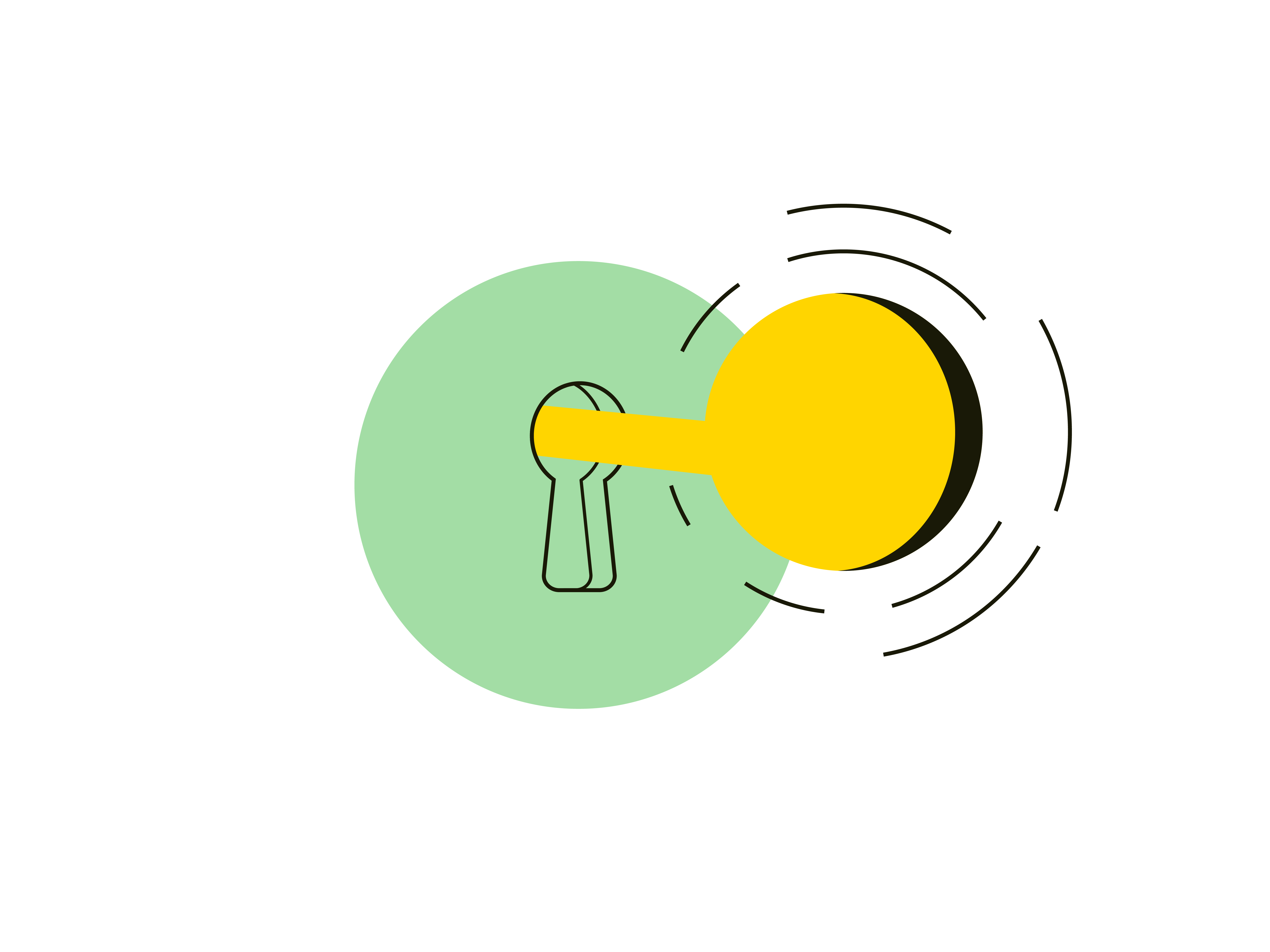 The Key character design flat green illustration key