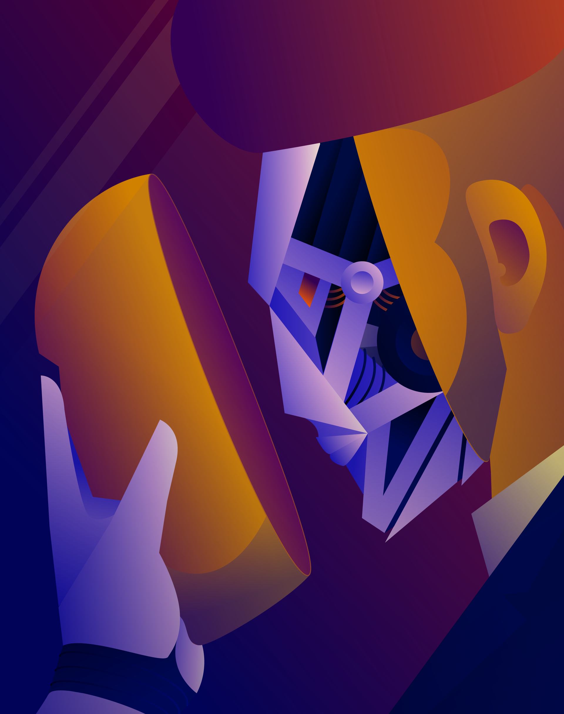 Robots among us. 6 face gradient head illustarator illustration man mask robot suit