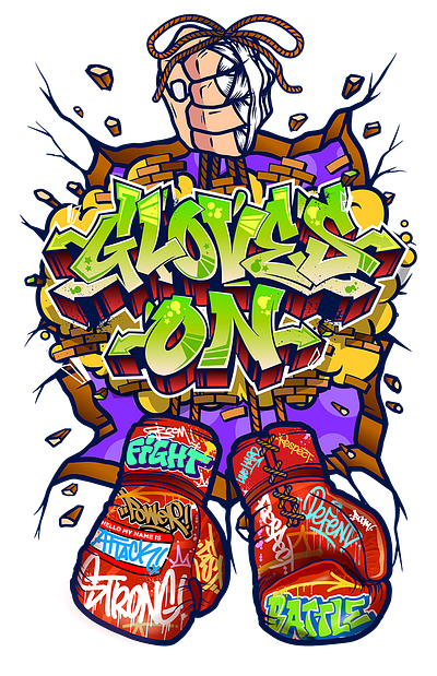 Gloves On Graffiti Illustration Commission artwork boxing commission digital illustration graffiti graffiti art graffiti vector graphic design illustration typography vector illustration