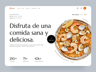 Restaurant Website UI Design fastfood fastfood website fluttertop food food web food website food website design homepage landing page onlinefood onlinefoodapp onlinefooddelivery paella restaurant web seafood user experience user interface web design website website design