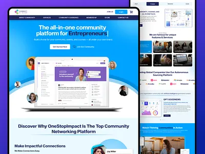 All In One Community Platform - Website Design community website entrepreneur website design home page home page design landing page new website design ui ui ux design ui website design ux web design website website design