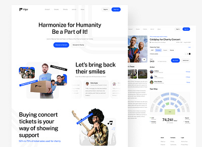 Pijar - Charity Concert Website band charity clean concert donation landing page marketplace modern music ticket ui ux website