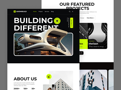 Architecture Landing Page architecture architecture landing page best website design bold typography building contraction home house modern website trending trending website ui ui ux webdesign website