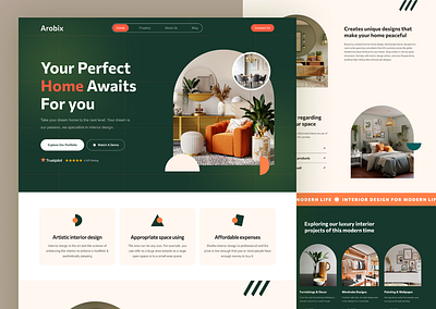 Interior - Website Landing Page design arobix branding design dribbble figma interior landing page service shop ui ui design ux web web design website