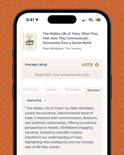 Book reviews with AI app app design books mobile modern orange review trend trending ui ux