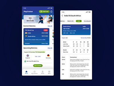 Fantasy Cricket App app app design figma follow product design ui ui design uiux user experience user interface design ux