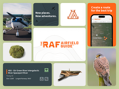 Design Elements of Mobile App | The Airfield Guide airfield bento bento grids branding design elements flight app design guide icons lists logo map mobile app monitoring pilot plane plane guide route user interface uxui web design