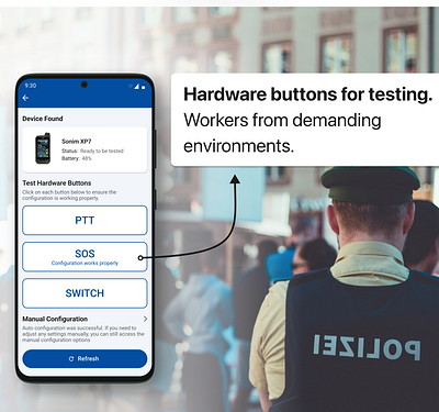 Critical Communication - Hardware buttons testing on Android App android android app circular progress indicator critical communication critical communication app emergency app emergency communication emergency communication app external devices external devices checking hardware buttons loading loading bar loading skeleton telecommunication telecommunication app telecommunication industry
