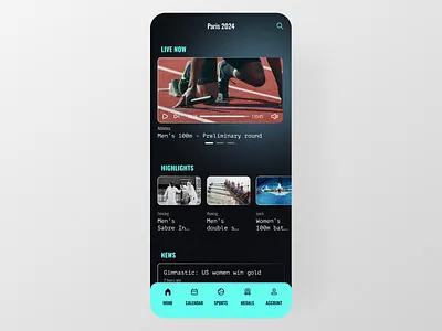 Olympics Paris 2024 | live streaming app and more athlete profiles event schedule event tracking live coverage live streming medal standings mobile app olympic companion olympics paris 2024 paris 2024 live sports sports app sports fans ui user experience user interface ux
