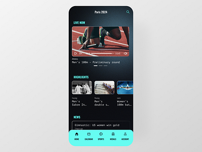 Olympics Paris 2024 | live streaming app and more athlete profiles event schedule event tracking live coverage live streming medal standings mobile app olympic companion olympics paris 2024 paris 2024 live sports sports app sports fans ui user experience user interface ux