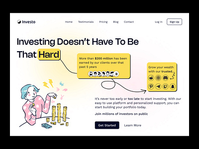 Investo - Investment Web Platform case study clean design codexzel ehsanux invest investment investment website minimalist ui ux web web platform website ui