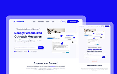 TailorLinx SaaS landing page branding designer no code development product design responsive design saas ui user experience user interface ux web design