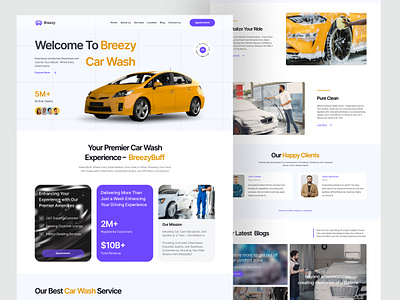 Car Wash Company Responsive Website Ui Design car wash company design landing page responsive ui ux web design website
