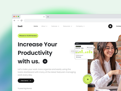 Daily UI Challenge #003 - SaaS Landing Page branding colorful concept design designer figma hero illustration intro landingpage latest saas section trending ui useful ux webdesign