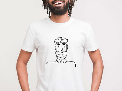 Hand drawn portrait of a man for printing on a T-shirt design graphic design print t shirt textile