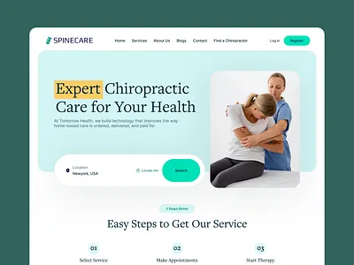 Chiropractic Booking Platform SpineCare Website chiropractic website design landing page responsive web design ui we web app