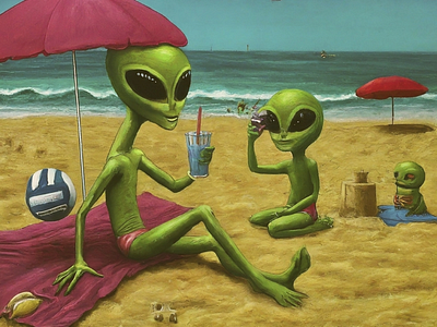Aliens enjoying summer - Weekly warm up aliens beach dribbble enjoying relaxing ssummer vacation weekly warm up