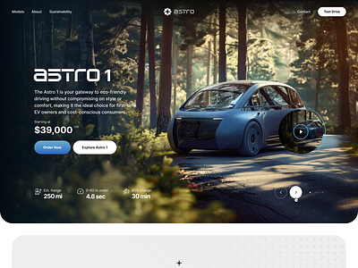 Astro - Electric vehicles homepage branding design typography ui ux web website