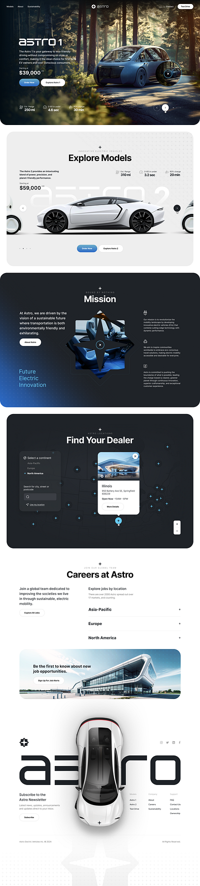 Astro - Electric vehicles homepage branding design typography ui ux web website