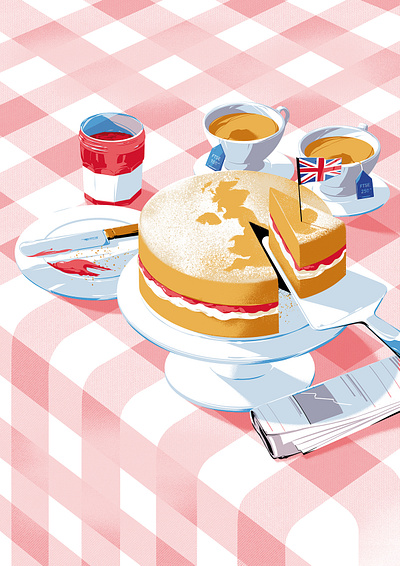 Slice of the UK Market afternoon tea british conceptual digital editorial edward tuckwell finance folioart illustration magazine cover