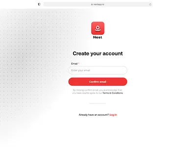 Nest app - Create an account app branding graphic design logo typography ui ux web