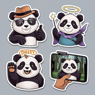 Panda sticker generated by me with the help of AI sticker sticker design sticker pack
