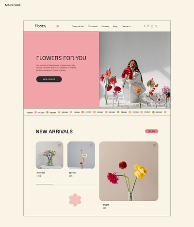 Peony - flower shop 3d ui ux web design