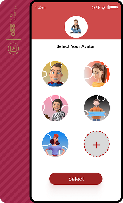 Day 88 of the Daily UI Challenge An avatar selection screen dailyui ui