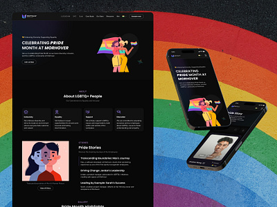 Pride Month Celebration at Morhover inspiration landing page landing page design love love no gender morhover pride pride blog pride community pride event pride month pride month sell pride prade pride workshop ui uiux web layout web ui website design webui