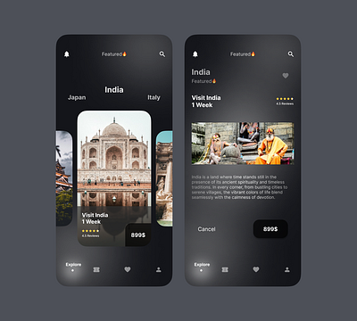 Travel App appdesign framer ui