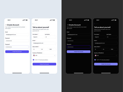 Create Account clean create account design system figma frmaer minimal mobile name onboarding sign in sign up ui kit