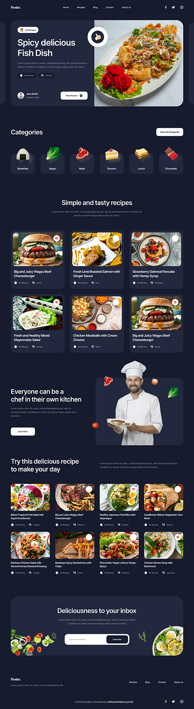 Foodies - Explore a Wide Range of Recipes 2024 chef concept design figma food foodrecipes kitchen ui worldfood