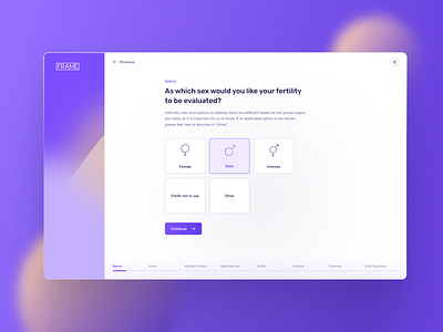 Frame • Questionnaire app backend digitalhealth frontend healthcare product questionnaire ui ui design uiux ux ux design webapp