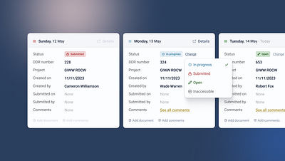 Calendar view for project reports app application calendar calendarview design graphic design management product design productivity projectmanagement projectreports reports ui view