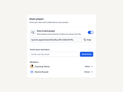 Share project modal button component design system figma modal product design saas share skeuomorphic toggle ui ux uidesign