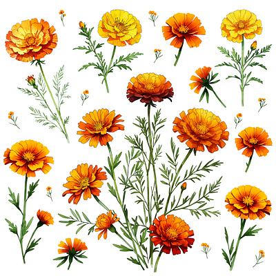 Marigolds Digital Illustrations