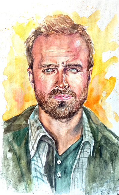 Original Watercolor portrait of Jesse Pinkman, Aaron Paul, fan actor art fan hand painted man paint painting portrait ukraine watercolor