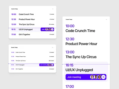 Calendar Widget for Dashboard app calendar custom dashboard date event meeting modular module product design scalable time ui widget