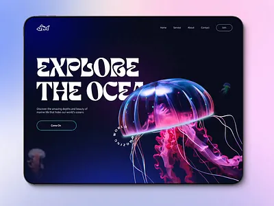 Aquarium website landing page animation branding explore graphic design landing main page ocean ui design vector water