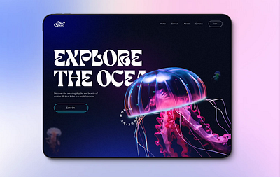 Aquarium website landing page animation branding explore graphic design landing main page ocean ui design vector water