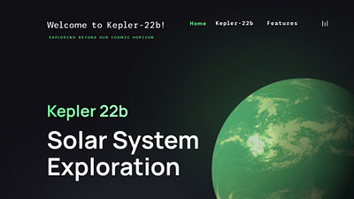Unveiling Kepler-22b: An Immersive Journey Through an Exoplanet 3d ai animation discovery exoplanet graphic design gsap immersivewebsite motion graphics sounddesign ui webdesign