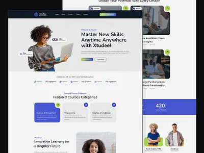 Xtudee - Online Course Landing Page design elementor figma html landing page online course rometheme ui ux web design