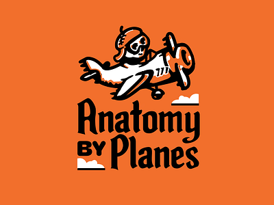 Anatomy by Planes Branding acorn air branding cartoon clouds cute drawing funny identity illustration lettering logo design mascot plane retro skeleton sky travel typography vintage