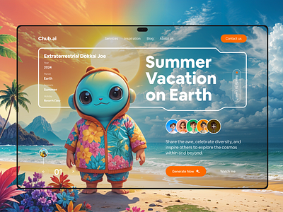 Chub.ai - First Summer Vacation on Earth ai web animation app branding design flat graphic design prompt ai summer ui ux web website