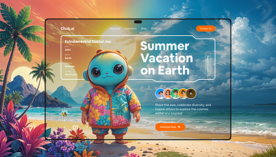 Chub.ai - First Summer Vacation on Earth ai web animation app branding design flat graphic design prompt ai summer ui ux web website