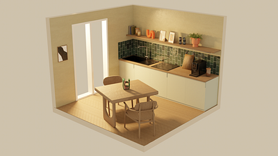 Cuisine 3D isometric 3d 3d room 3d scene blender isometric motion graphics