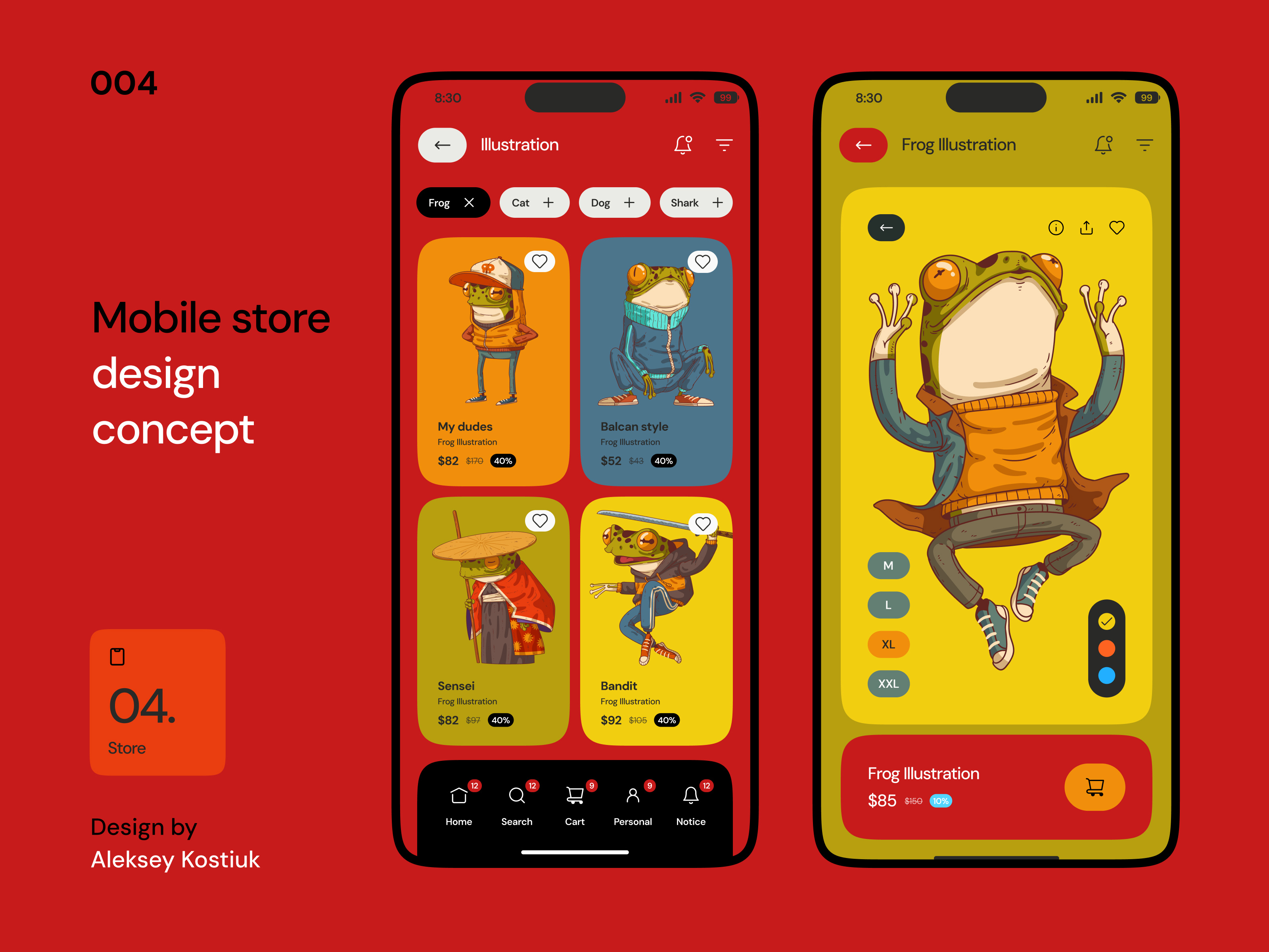 Mobile illustration store design frog graphic design illustration minimalism mobile store ui