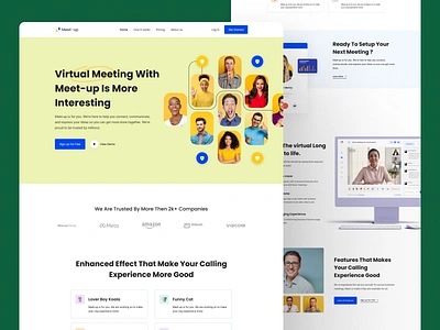 Meet Up - Virtual Meeting Saas Landing animation clean design landing landing ui minimal responsive saas ui ux ux design web weblanding