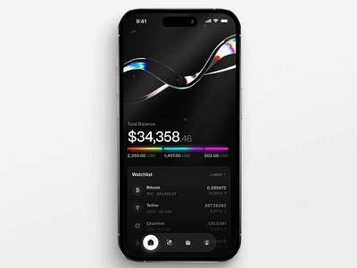 Futuristic Crypto Wallet App! 3d animation branding clean design fintech graphic design jitter minimal motion graphics spline ui