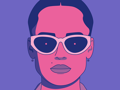 Target Locked blue pink bold color colorful droid humanoid editorial portraits front face haute couture illustration style illustration vector mimalistic portrait sarah connor scifi shadow terminator trend illustration woman portrait